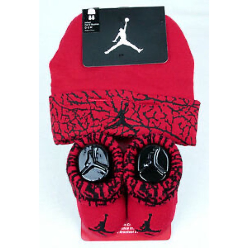 Jordan booties and beanie matching set
